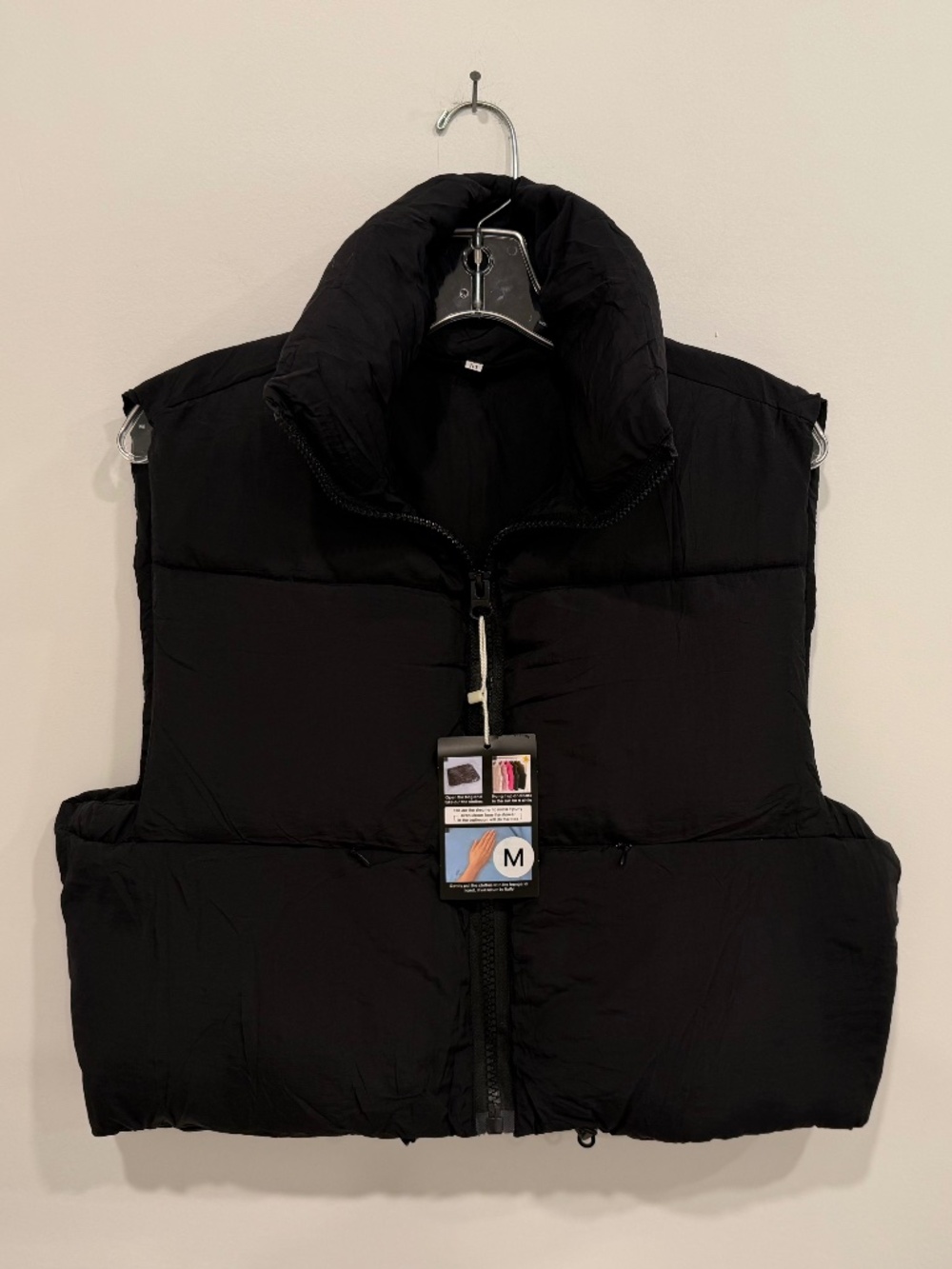 Cropped Puffer Vest Black Women’s Size Medium NWT